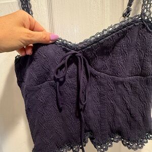 Edikted Dark Purple Lace Top